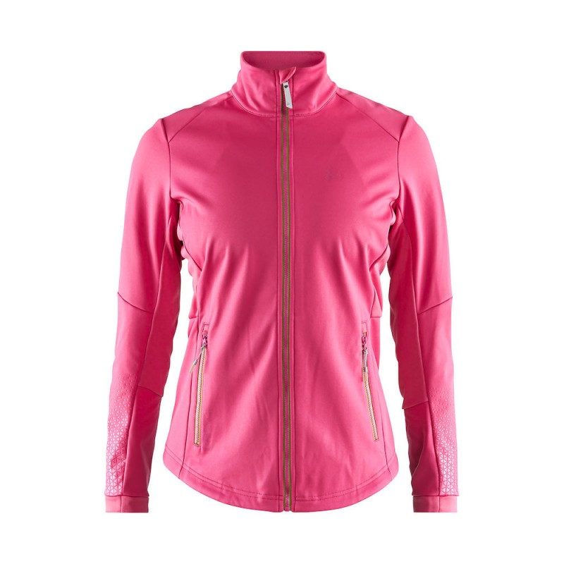 The women's softshell jacket CRAFT WARM TRAIN is a functional training jacket that keeps you warm and dry during workouts in cold and wet conditions. The jacket combines a 3-layer windproof and waterproof membrane fabric on the body and sleeves.