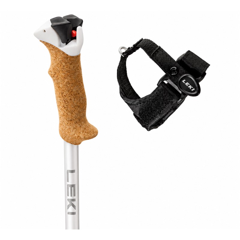 Lahke ženske smučarske palice LEKI Stella S z ročajem Trigger S SL, nastavljivim trakom in konico Ice Tip.