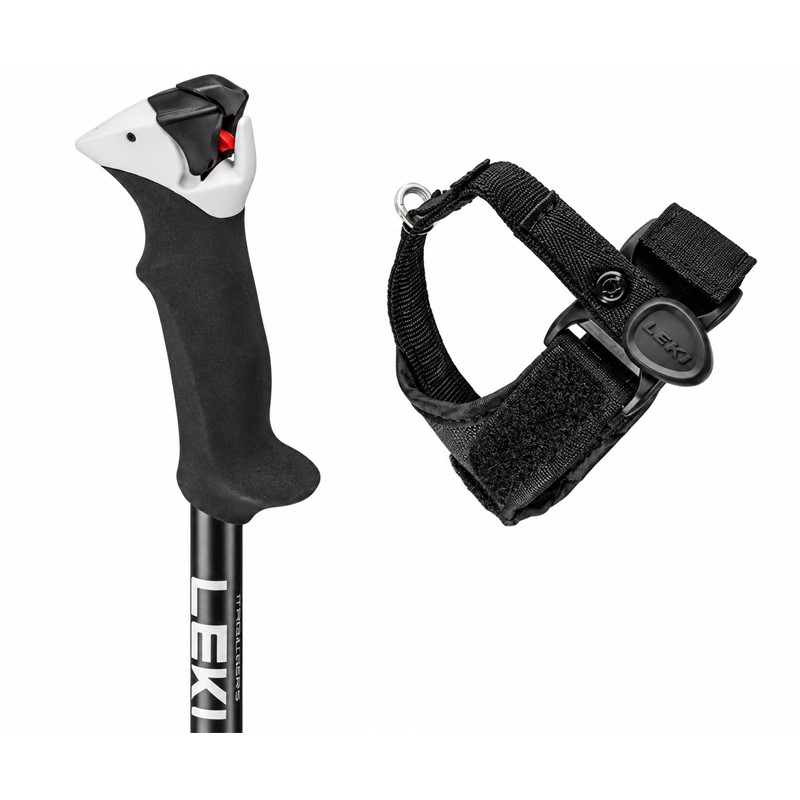 Lahke ženske smučarske palice LEKI Stella S z ročajem Trigger S SL, nastavljivim trakom in konico Ice Tip.