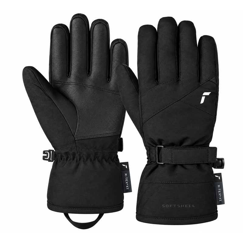 Women's ski gloves REUSCH ALENA R-TEX® XT in BLACK / SILVER colorway. R-TEX® XT waterproof membrane, top-level PrimaLoft® Gold insulation, soft SoftPlush and MicroActive linings and TOUCH-TEC technology provide exceptional warmth, comfort and practical use while skiing.