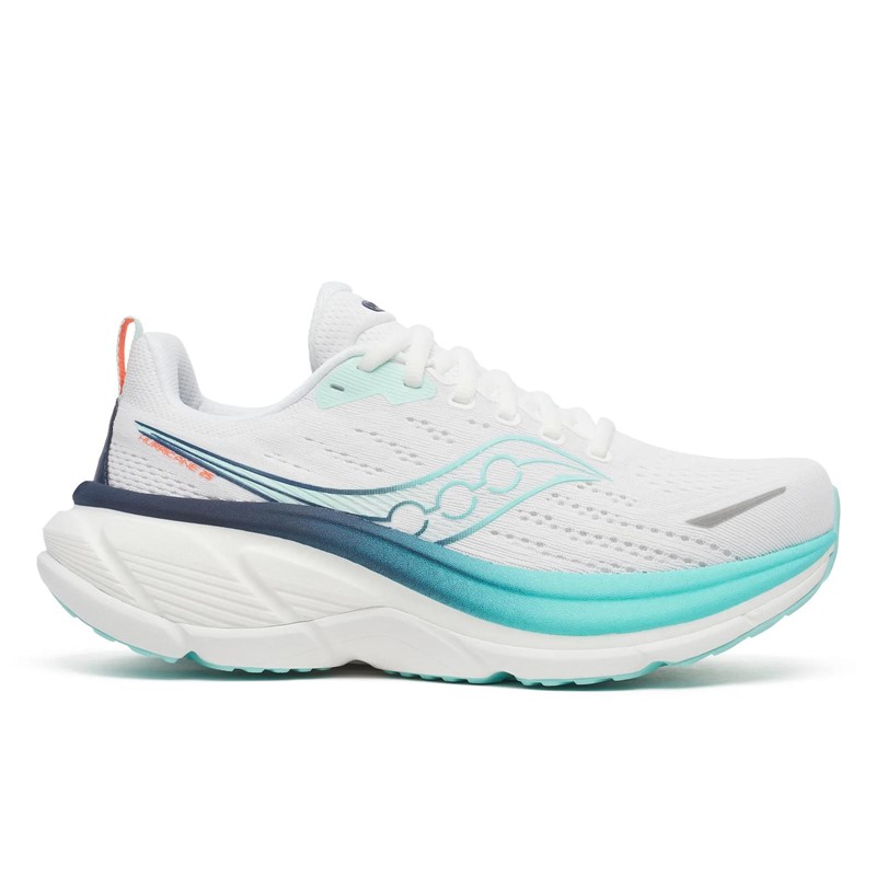 Maksimalno blažene ženske tekaške superge Saucony Hurricane 25 s peno PWRRUN PB, podporo CenterPath in trpežnim podplatom XT-900.