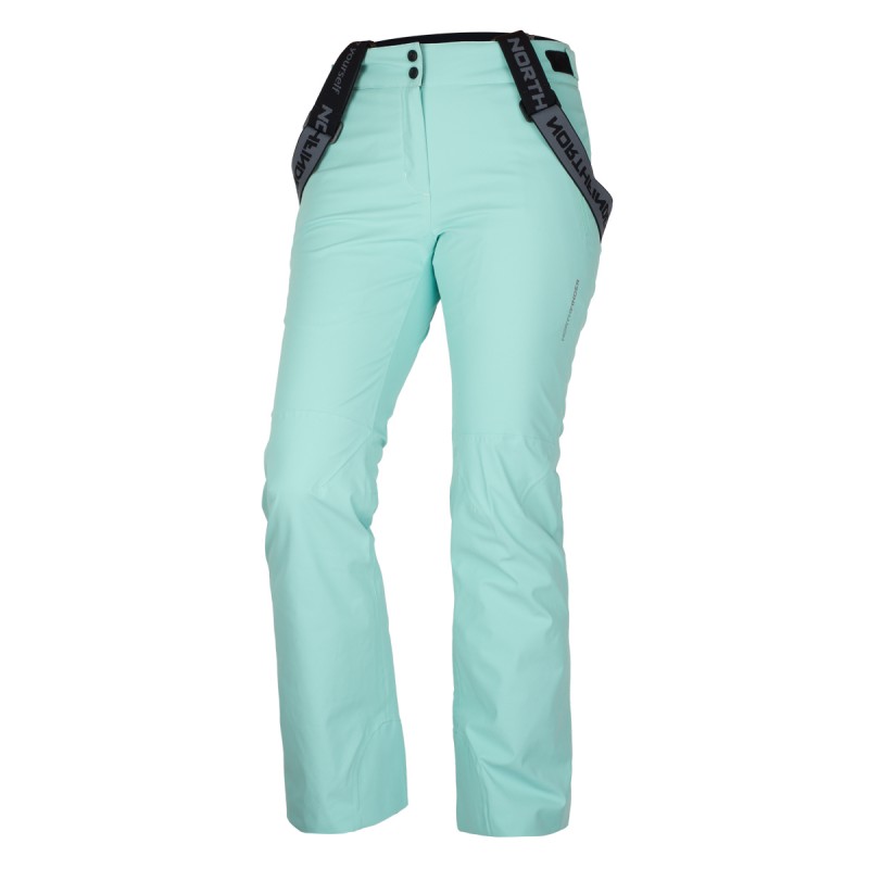 Ženske smučarske hlače so oblikovane s poudarkom na kakovosti, funkcionalnosti in eleganci. Zgornji material je sestavljen iz visoko raztegljive 2-slojne membrane z vrednostmi 10.000 mm H₂O / 10.000 g/m²/24