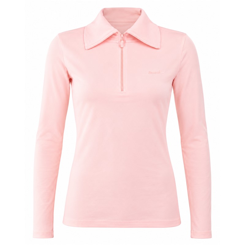 Ženski smučarski puli REUSCH PURE POWDER PINK v elegantni pudrasto rožnati barvi. Mehak material iz 95 % bombaža in 5 % elastana, udoben višji ovratnik in praktična sprednja zadrga zagotavljajo prijetno toploto, svobodo gibanja in vsestransko uporabnost pri smučanju ter v prostem času.