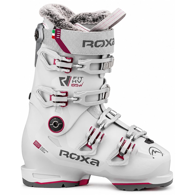 ROXA R/FIT HV 85 W GW so udobni in stabilni ženski smučarski čevlji s trdoto Flex 85, širokim kopitom BioFit CM, nastavljivim zgornjim delom C.A.C., termooblikovalnim notranjim čevljem U50 W in podplatom GripWalk.