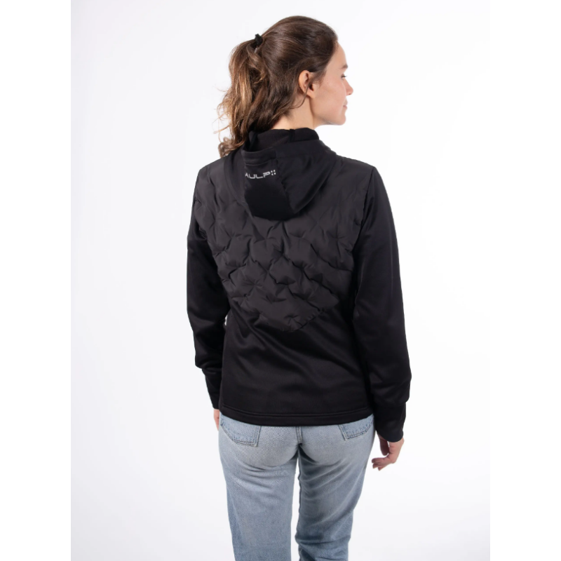 Ženska hibridna jopica AULP VOLTA združuje raztegljive materiale in toplotno varjene prešite dele za optimalno toplino in svobodo gibanja. Z nastavljivo kapuco je idealna za outdoor aktivnosti v hladnejšem vremenu.