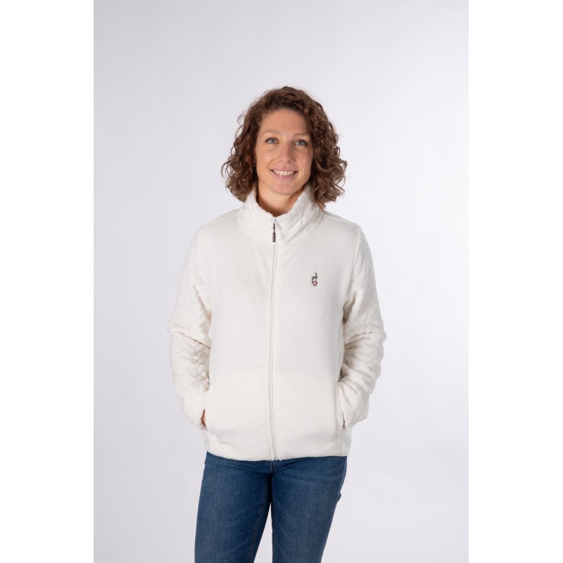 Ženska flis jopica AULP VERIO iz mehkega 100 % poliestra nudi toplino, udobje in zaščito pred vetrom. Idealna za hladne dni ali kot srednji sloj pod jakno.