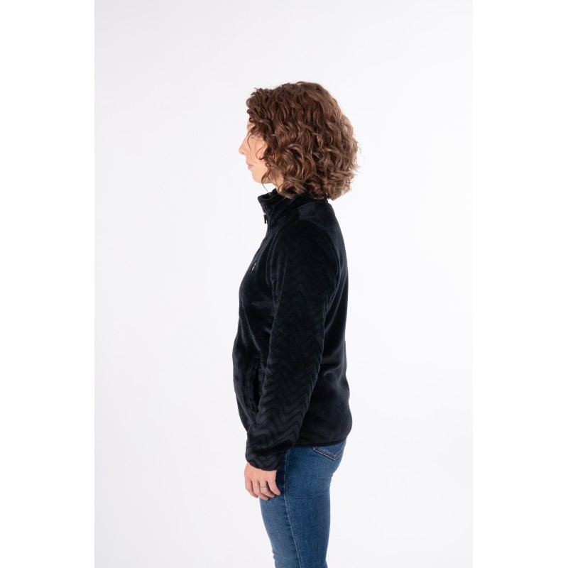 Ženska flis jopica AULP VERIO iz mehkega 100 % poliestra nudi toplino, udobje in zaščito pred vetrom. Idealna za hladne dni ali kot srednji sloj pod jakno.