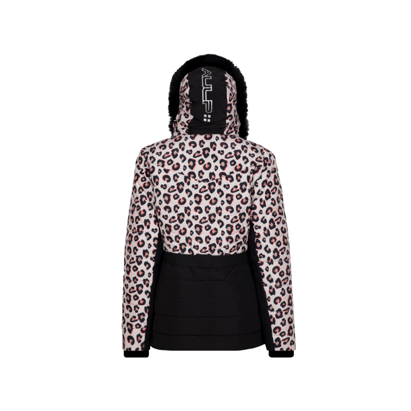 Popolna kombinacija stila in funkcionalnosti: ženska smučarska jakna AULP Capri Leopard z 15K/15K membrano, toplotno izolacijo do 300 g, odstranitvijo kapuce in dizajnom v leopard vzorcu. Zanesljiva zaščita in eleganca na smučišču.