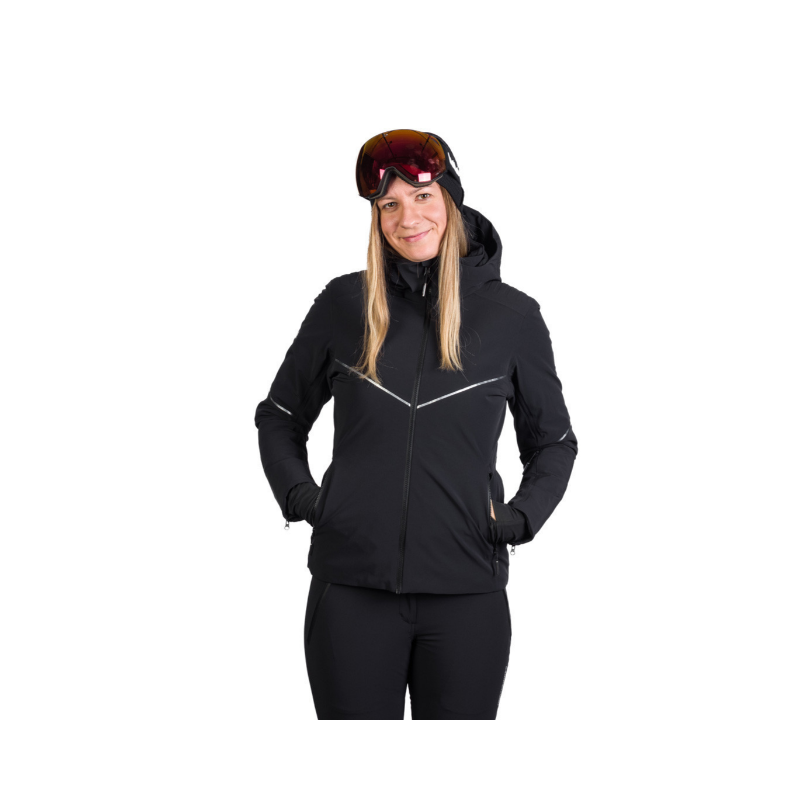 Ženska smučarska jakna NORTHFINDER DEBBY združuje raztegljiv 10K/10K material, izolacijo PrimaLoft® Eco Black in RECCO® varnostni sistem. Elegantna, topla in vodoodporna izbira za zahtevne smučarke.