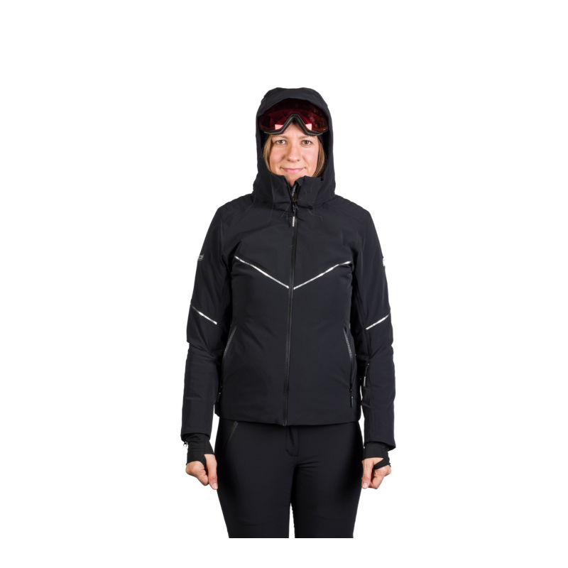 Ženska smučarska jakna NORTHFINDER DEBBY združuje raztegljiv 10K/10K material, izolacijo PrimaLoft® Eco Black in RECCO® varnostni sistem. Elegantna, topla in vodoodporna izbira za zahtevne smučarke.