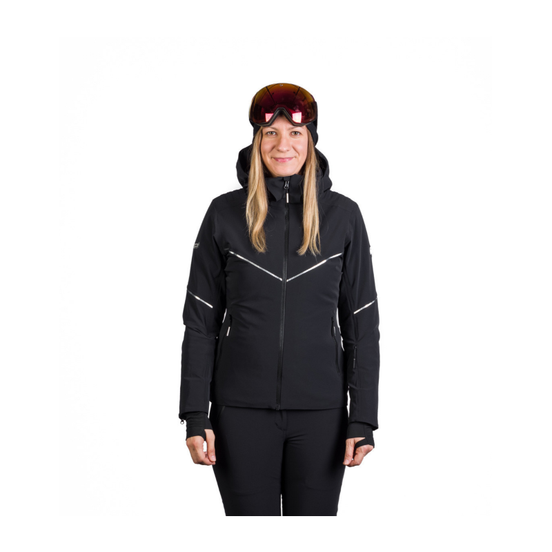 Ženska smučarska jakna NORTHFINDER DEBBY združuje raztegljiv 10K/10K material, izolacijo PrimaLoft® Eco Black in RECCO® varnostni sistem. Elegantna, topla in vodoodporna izbira za zahtevne smučarke.