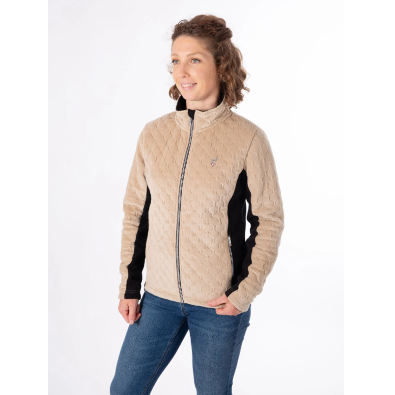Ženska smučarska jopica AULP VERSA v bež barvi združuje mehak velur in flis za vrhunsko toplino in udobje. Vsestranski dizajn je idealen kot midlayer pod smučarsko jakno ali za vsakodnevno nošenje v hladnejših dneh.