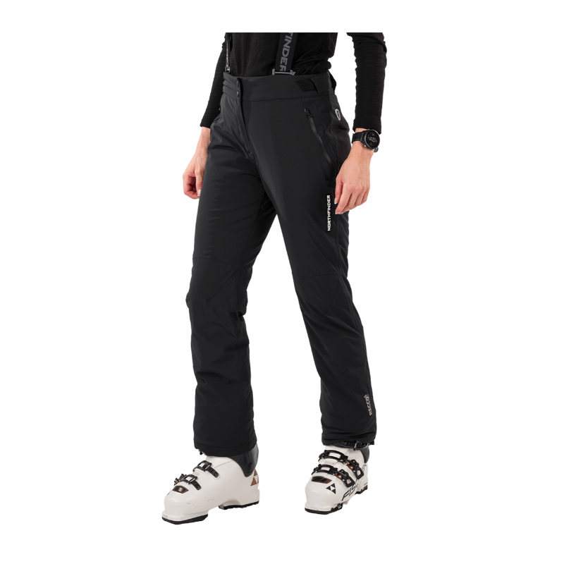 Ženske smučarske hlače NORTHFINDER CASSANDRA s PrimaLoft® Eco Black izolacijo nudijo toploto, 10K/10K zaščito in popolno udobje. Raztegljiv material, RECCO® sistem in vodoodporne YKK® zadrge za brezskrbno smučanje.
