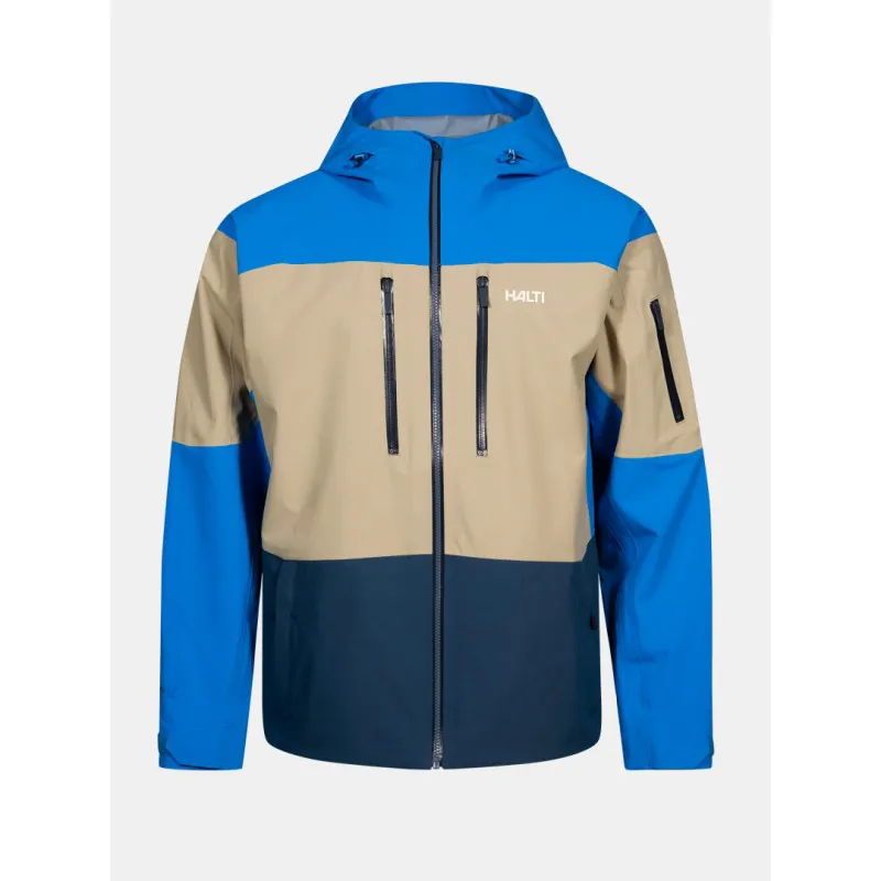 Halti Rizle 3L unisex ski jacket – 3-layer DrymaxX® Nano material, waterproof rating of 25,000 mm, Primaloft® Thermo Fleece panels, and PFC-free treatment. A technically advanced jacket for demanding skiers.