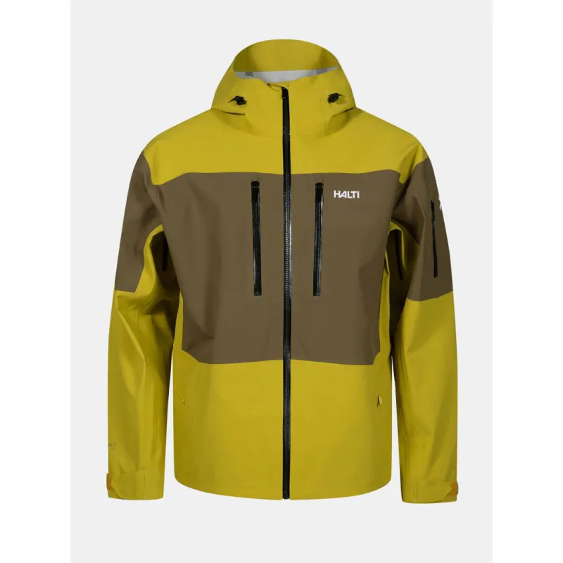 Halti Rizle 3L unisex skijaška jakna – 3-slojni DrymaxX® Nano materijal, vodootpornost 25.000 mm, Primaloft® Thermo Fleece paneli i PFC-free obrada. Tehnički vrhunska jakna za zahtjevne skijaše.