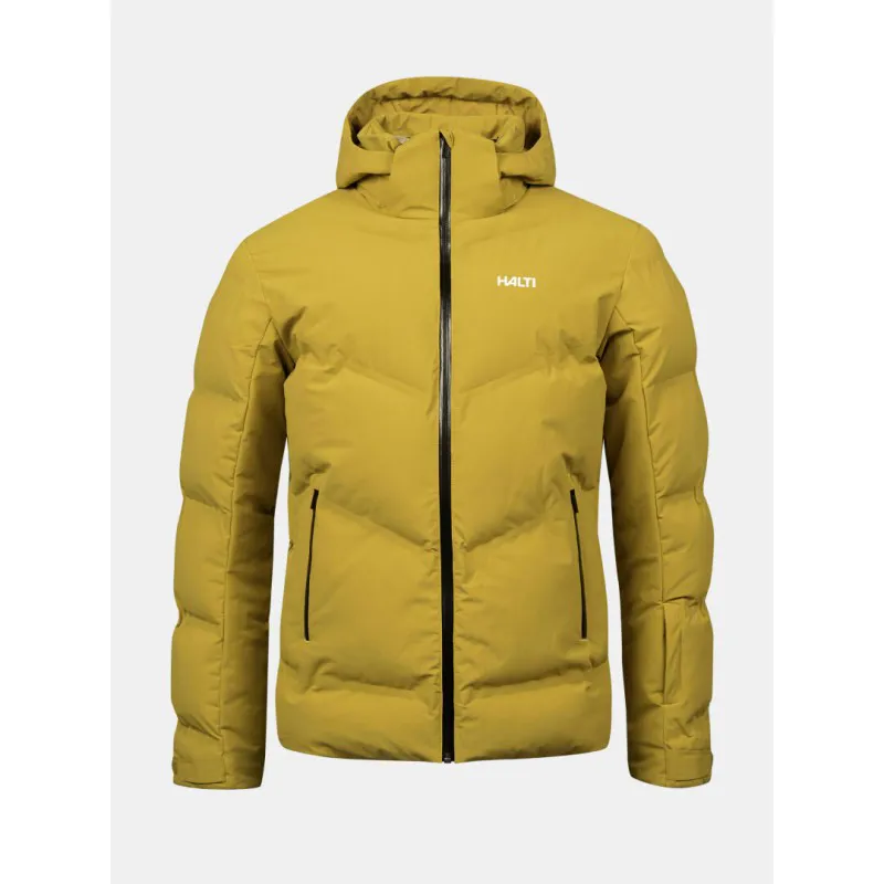 Topla in vodoodporna moška smučarska puhovka Halti Nordic – brezšivna Microtherm® Arcty izolacija, reciklirani materiali in elegantna zasnova. Idealna za mrzle zimske razmere in smučanje v vseh pogojih.