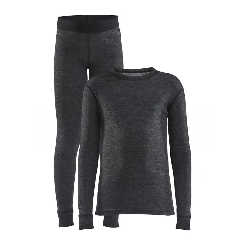 Children's ski base layer CRAFT Wool Merino made from merino wool and recycled polyester provides excellent warmth, dryness, and comfort on the coldest winter days. Ideal for skiing and winter sports.