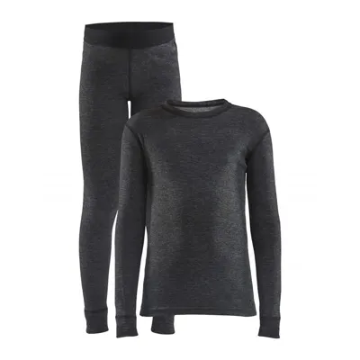 Otroško smučarsko spodnje perilo CRAFT WOOL MERINO BLACK MELANG