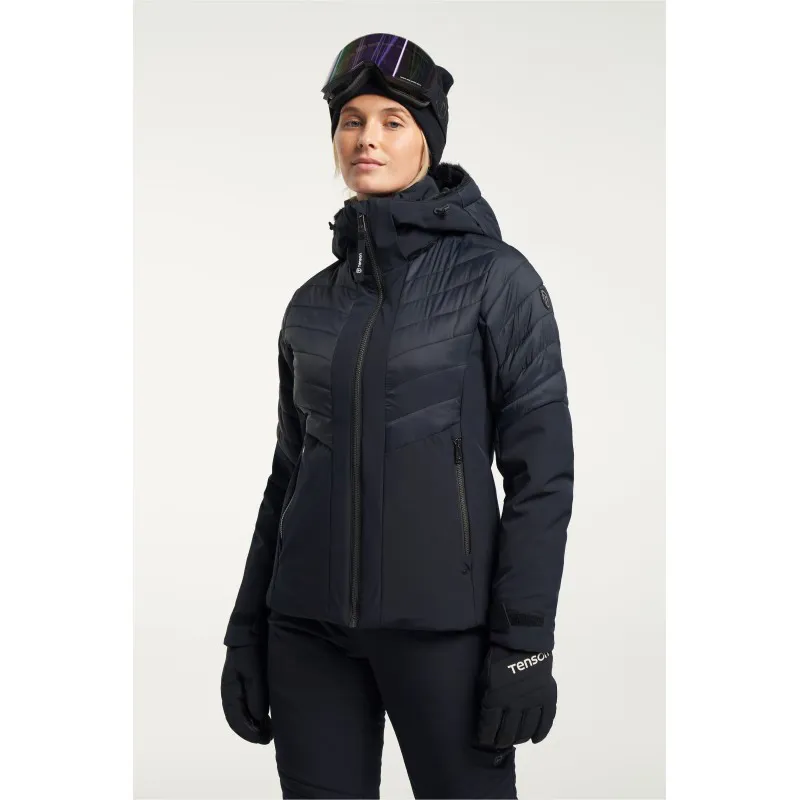 The women's ski jacket TENSON Kelly combines elegant design, top functionality, and timeless style. It is made from materials with a water column of 10,000 mm and breathability of 10,000 g/m²/24h, ensuring complete protection against snow, wind, and moisture.
