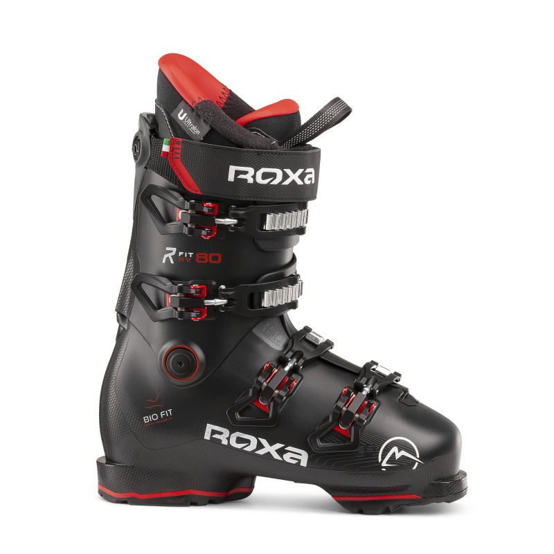 Moški smučarski čevelj ROXA R/Fit 80 je namenjen smučarjem osnovnega in srednjega nivoja znanja, ki iščejo udobje in nadzor nad smučarskim čevljem, ki se  bo udobno prilegodil širokemu spektru oblik stopal.