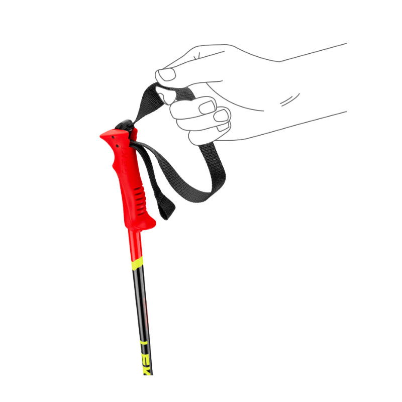 Otroške smučarske palice LEKI Racing z lahkim aluminijem TS 4.5 in PA Safety gripom zagotavljajo varen oprijem, nadzor in zabavo za male smučarske navdušence.