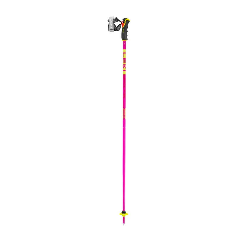 LEKI Spitfire 3D pink poles – Trigger 3D system, HTS aluminum, excellent stability, and interchangeable baskets. Perfect for freeride and groomed runs. Order at AS Sport Outlet!