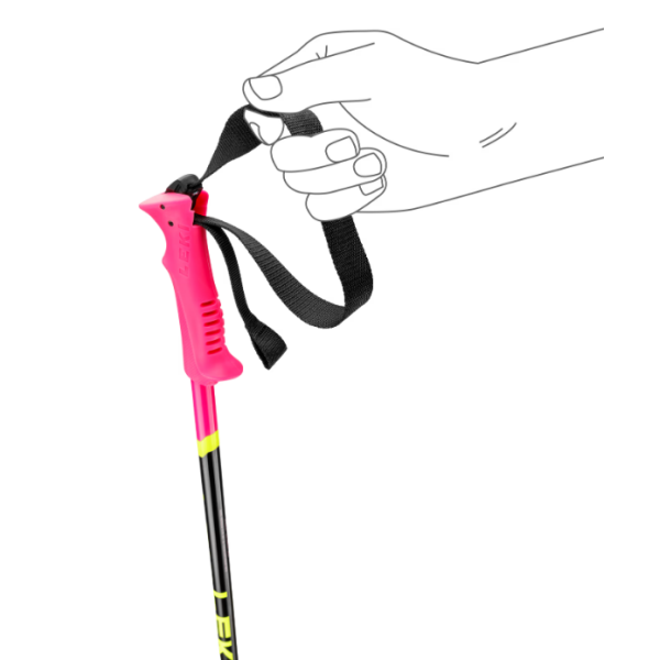 Otroške smučarske palice LEKI Racing z lahkim aluminijem TS 4.5 in PA Safety gripom zagotavljajo varen oprijem, nadzor in zabavo za male smučarske navdušence.