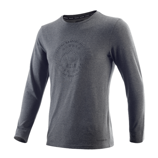 Moška siva majica ELAN T-SHIRT LS M je prava mojstrovina oblačilnega oblikovanja, ki združuje udobje in športno eleganco. Z dolgimi rokavi in izrazitim okroglim 3D logotipom čez prsi, ta majica izraža moč, slog ter predanost blagovni znamki ELAN.
