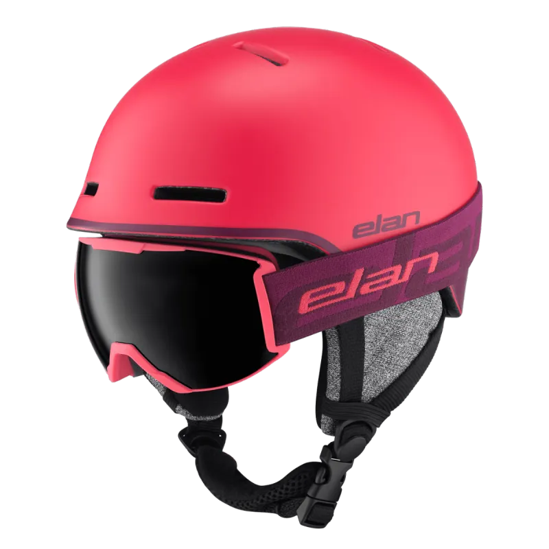 Children's ski helmet and goggles Elan Twist Set Pink with lightweight in-mold construction, antibacterial lining, and Jr. Fit system. Perfect protection and comfort for young female skiers.