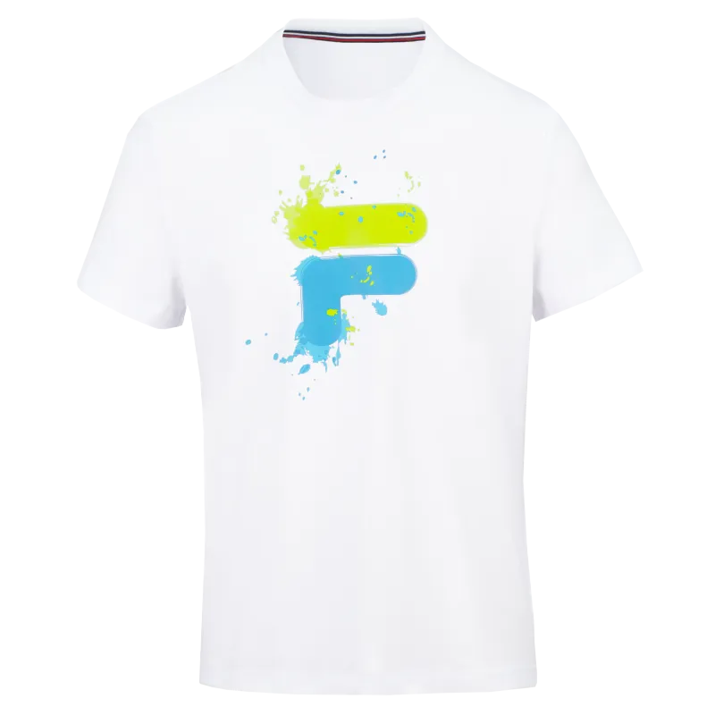FILA NEVIO KIDS WHITE children’s T-shirt in white with a recognizable FILA logo. Comfortable and classic design, suitable for school, sports, and everyday wear.