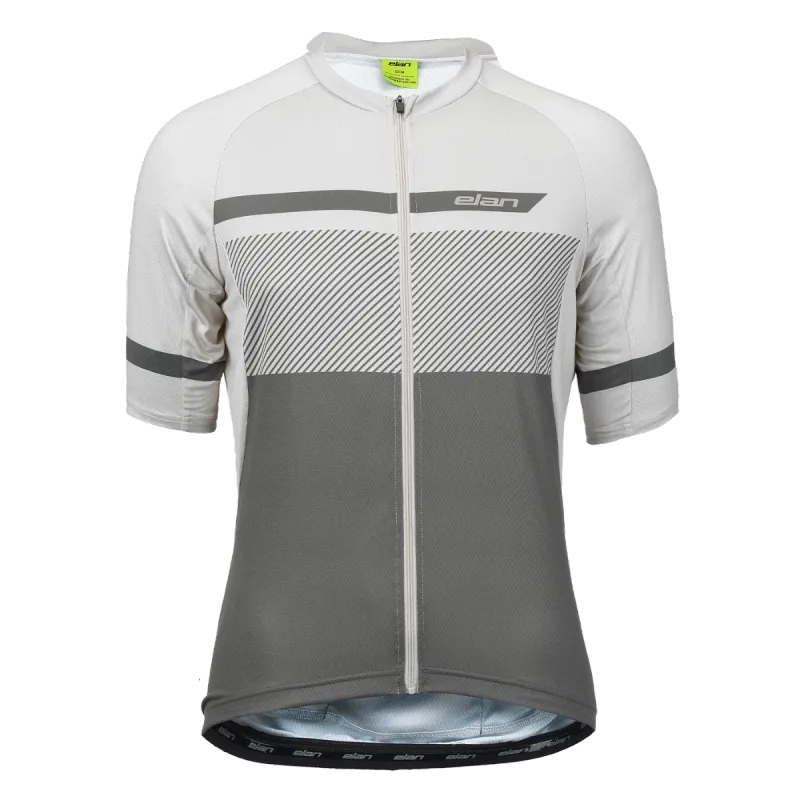 "Functional cycling shirt Elan with breathable, quick-drying fabric, silicone trim for better fit, designed for comfortable cycling on gravel paths."
