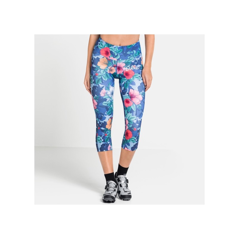 Ženske kolesarske pajkice ODLO 3/4 ZEROWEIGHT PRINT