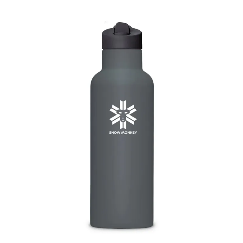 SnowMonkey Go-Getter thermos in Granite color with 0.6 liter capacity, vacuum insulation, and one-handed drinking cap.