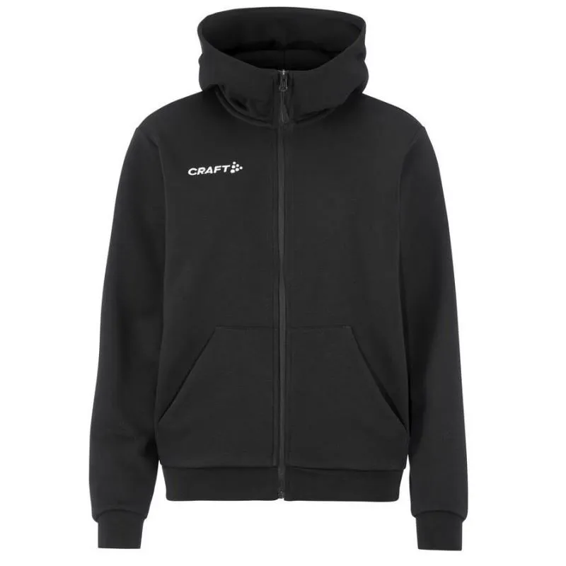 Ženska jopica Craft Community 2.0 FZ Hoodie W udobna je i meka sportska jopica s patentnim zatvaračem po cijeloj dužini. Izrađena je od kvalitetnog materijala koji pruža ugodan osjećaj na koži i dobru prozračnost. Pogodna je za svakodnevno nošenje, slobodno vrijeme, šetnje i lagane sportske aktivnosti, jer spaja funkcionalnost i opušten sportski izgled.