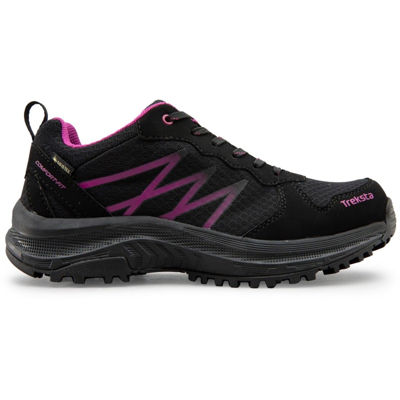 Ženski pohodni čevlji  TREKSTA BREVIK LOW LACE GTX so zasnovani z širšim prileganjem in imajo vodoodporno GORE-TEX membrano, ki ohranja stopala suha v vseh vremenskih razmerah. Čevlji imajo udoben EVA podplat z dobrim blaženjem udarcev.