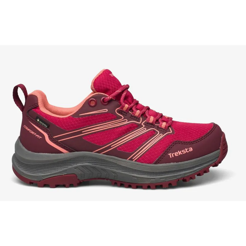 Women's TREKSTA LARVIK LOW LACE GTX hiking shoes are designed with a wider fit and feature a waterproof GORE-TEX membrane that keeps feet dry in all weather conditions.