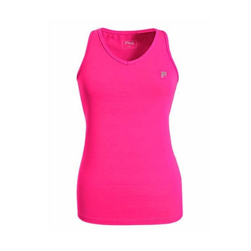 Ženska športna majica FILA z modrcem je zasnovana za maksimalno udobje med igro tenisa in drugimi športnimi aktivnostmi. Brezrokavna zasnova omogoča neovirano gibanje rok med igro. Izdelana je iz visokokakovostnega materiala, 100% poliestra