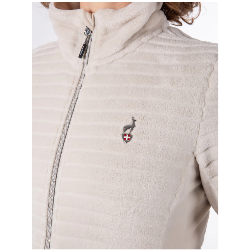 Ženska flis jopica AULP VERKO združuje toplino, mehkobo in moden videz. Idealna za šport, prosti čas ali vsakodnevno udobje v hladnih dneh.