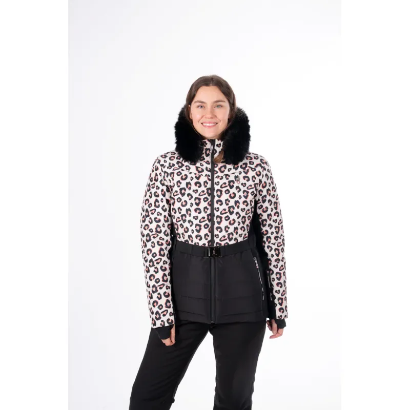 Savršena kombinacija stila i funkcionalnosti: ženska skijaška jakna AULP Capri Leopard s 15K/15K membranom, toplinskom izolacijom do 300 g, odvojivom kapuljačom i dizajnom s leopard uzorkom. Pouzdana zaštita i elegancija na stazi.