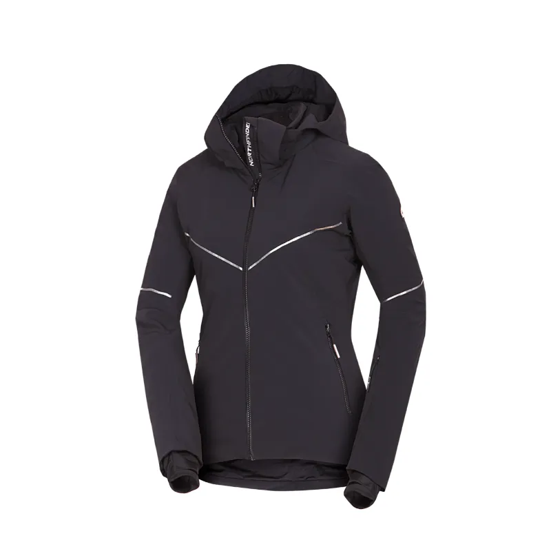 Ženska smučarska jakna NORTHFINDER DEBBY združuje raztegljiv 10K/10K material, izolacijo PrimaLoft® Eco Black in RECCO® varnostni sistem. Elegantna, topla in vodoodporna izbira za zahtevne smučarke.